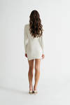 Krystina White Long Sleeve Slit Sweater Mini Dress