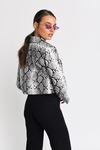Trussst Me White Multi Snake Effect Cropped Jacket