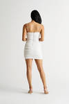 Raeya White Ruched Bodycon Mini Dress