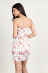 Too Shy White Floral Bustier Bodycon Dress