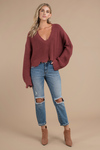 Distressed Out Wine Cropped Sweater