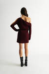 Olivia Wine Cold Shoulder Sweater Dress